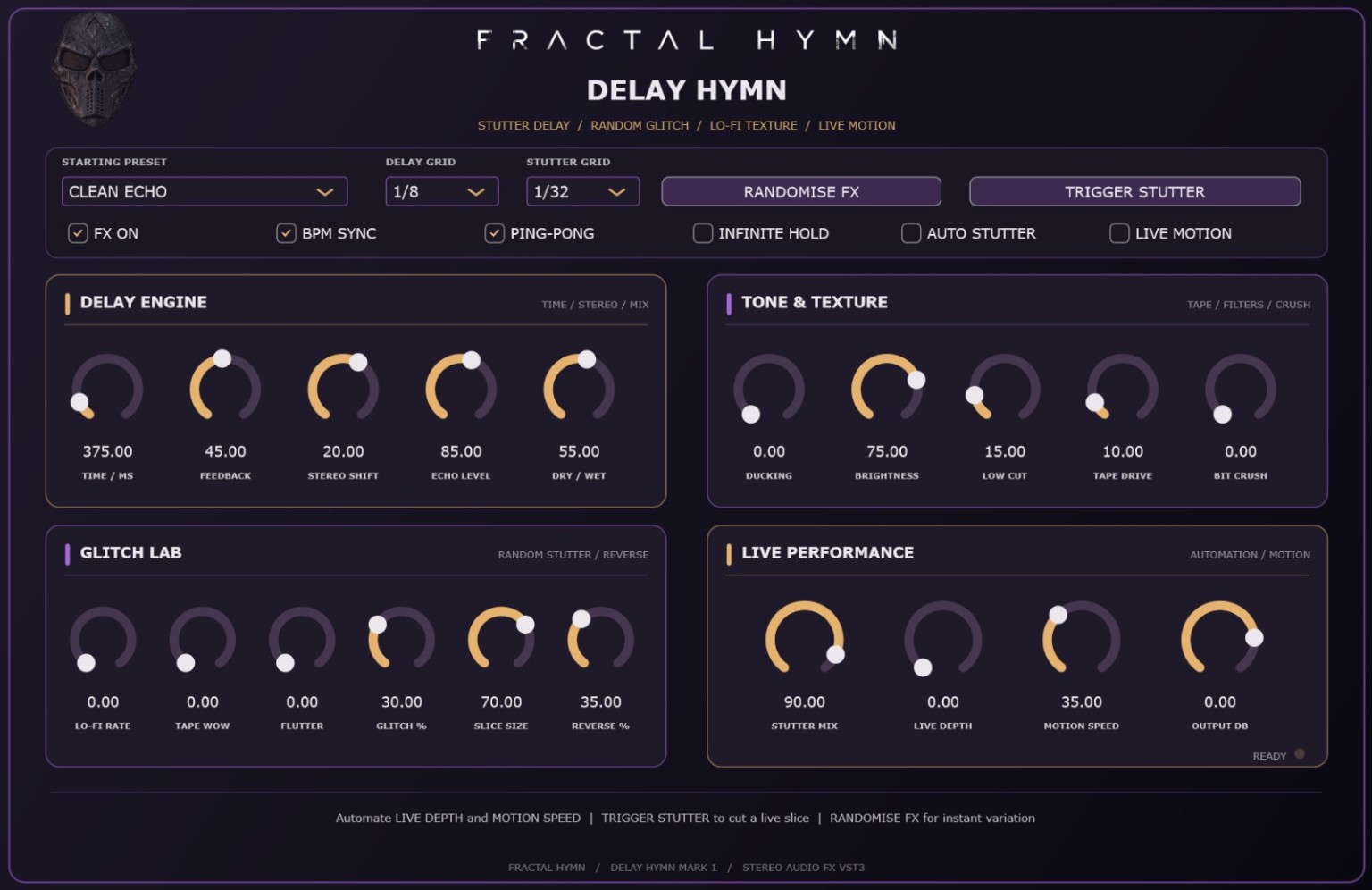 Actual Delay Hymn VST3 plugin user interface