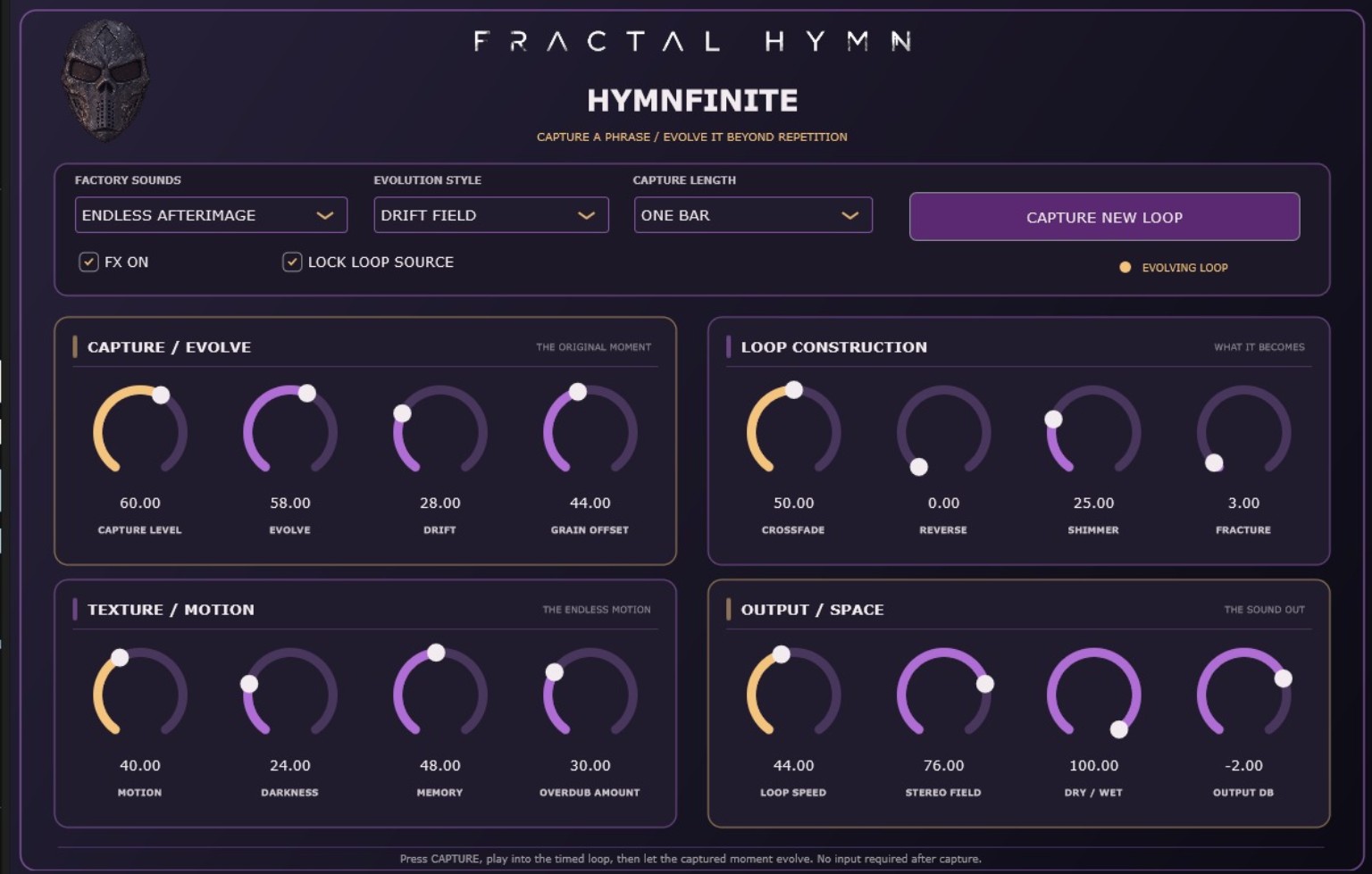 Actual Hymnfinite VST3 plugin user interface