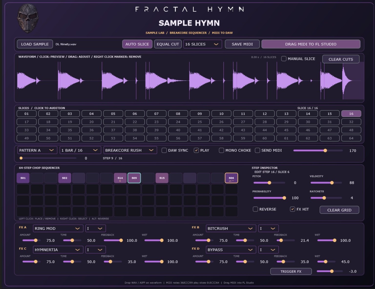 Actual Sample Hymn VST3 plugin user interface